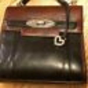 BRIGHTON Brown Croc / Black Leather Shoulder Bag